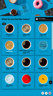 Product selection menu